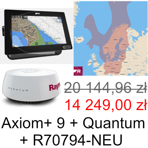 Axiom+ 9 wskaźnik MFD (E70636) z radarem Quantum Q24C (T70243) i mapami LightHouse Europa Północna (R70794-NEU) [EL-11000]