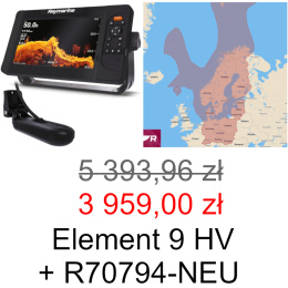 Element 9 HV Sonar z GPS z przetwornikiem HV-100+ (E70645-05) i mapami LightHouse Europa Pólnocna (R70794-NEU) [E70645-05-P]