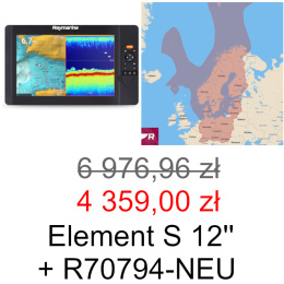 Element S 12'' Ploter map z sonarem CHIRP (E70535) i mapami LightHouse Europa Północna (R70794-NEU) [E70535-00-P]